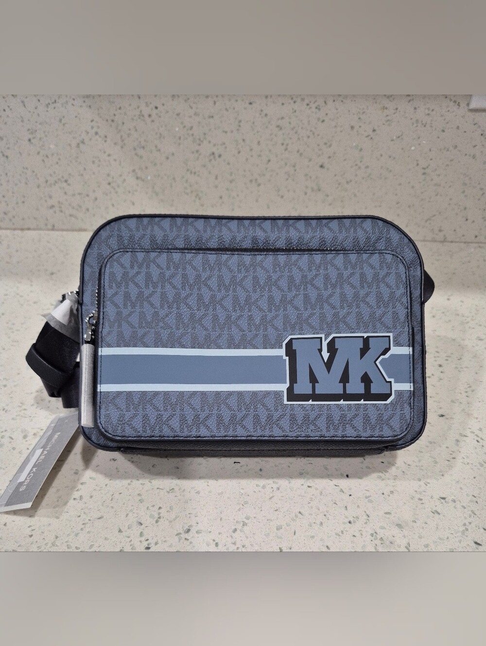 Michael Kors Woman Blue MK Logo Messenger Crossbody